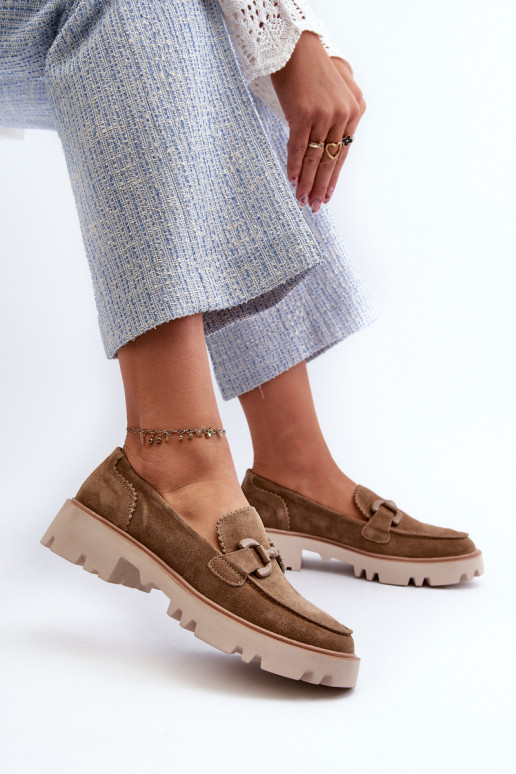 Mocasines de ante con adornos D&A TW117 marrón