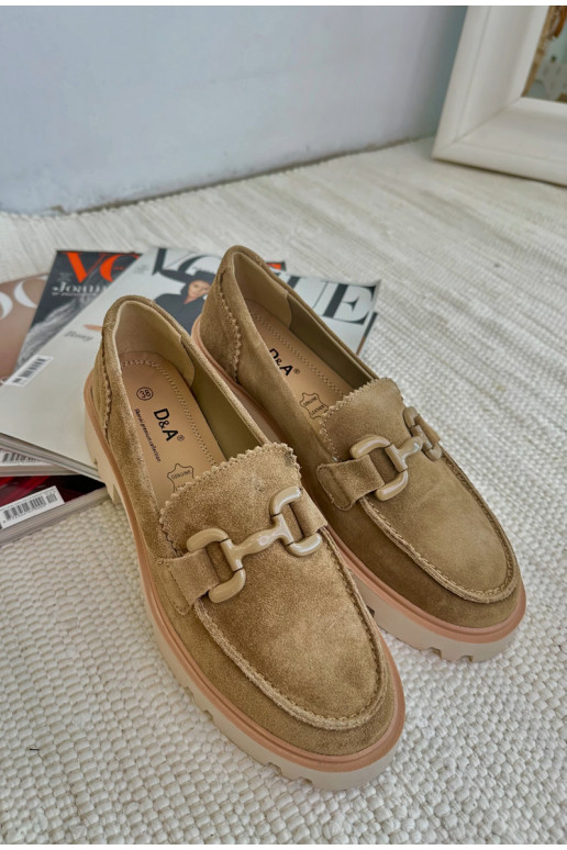 Mocasines de ante con adornos D&A TW117 marrón
