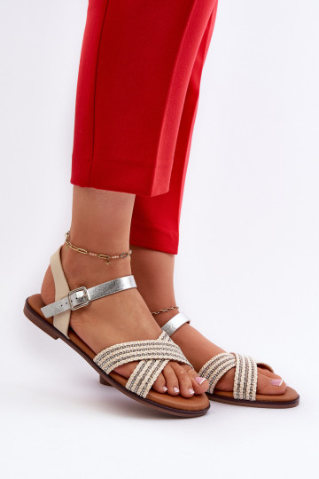 Sandalias planas para mujer S.Barski MY923 color beige 2