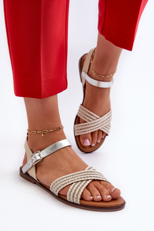 Sandalias planas para mujer S.Barski MY923 color beige Sandalias planas para mujer S.Barski MY923 color beige
