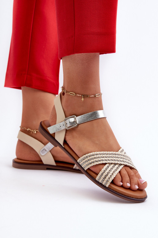 Sandalias planas para mujer S.Barski MY923 color beige Sandalias planas para mujer S.Barski MY923 color beige