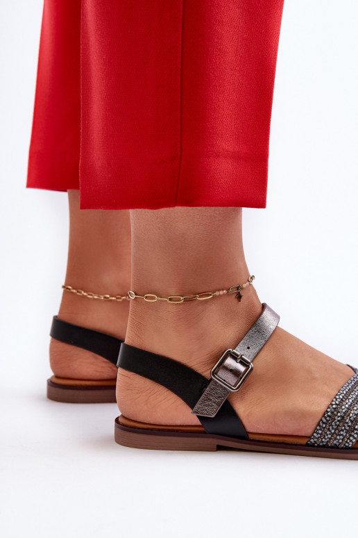 Sandalias planas para mujer S.Barski MY923 color negro