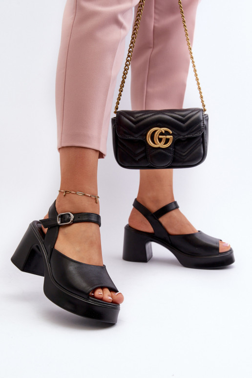 Sandalias de mujer con tacón Vinceza 66627 negro