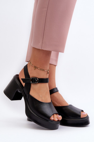 Sandalias de mujer con tacón Vinceza 66627 negro 2