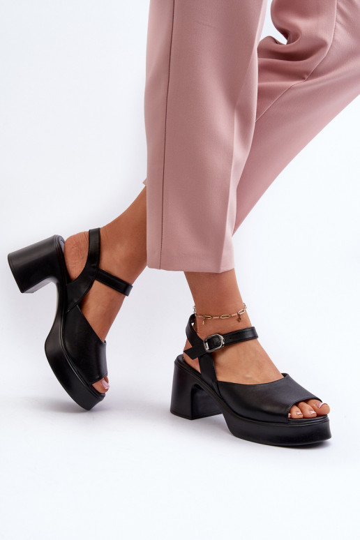 Sandalias de mujer con tacón Vinceza 66627 negro