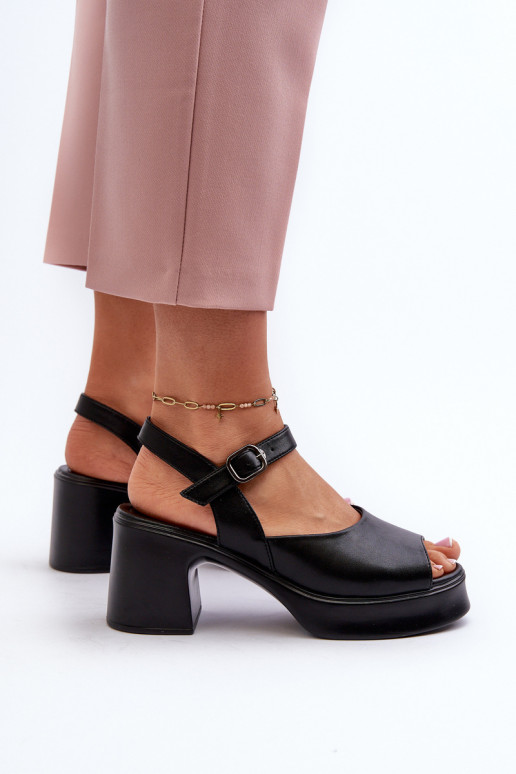 Sandalias de mujer con tacón Vinceza 66627 negro