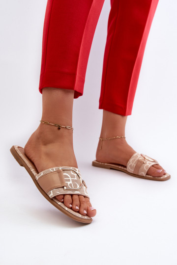 con brillos Zapatillas de casa de mujer con adornos beige Taleci