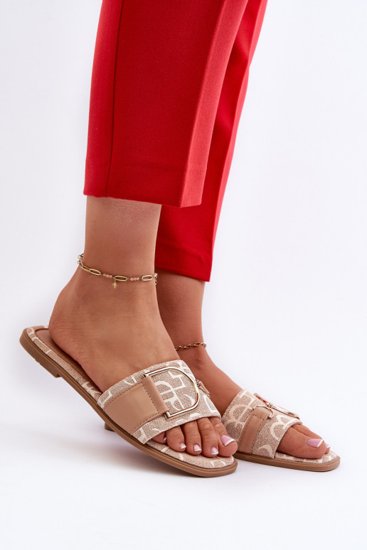 con brillos Zapatillas de casa de mujer con adornos beige Taleci