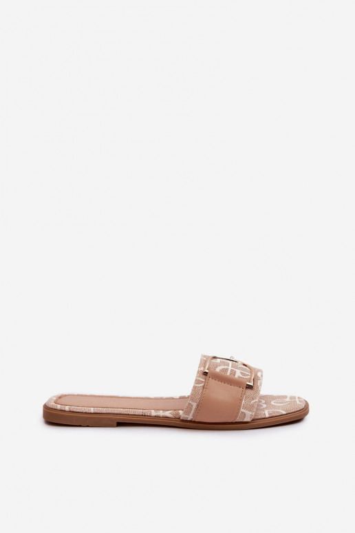 con brillos Zapatillas de casa de mujer con adornos beige Taleci
