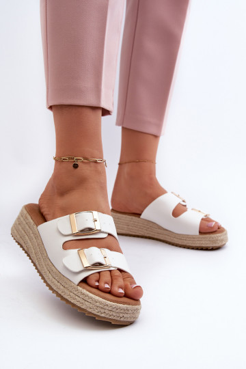 Zapatillas de mujer blancas de cuero sintético Zaloemi 2