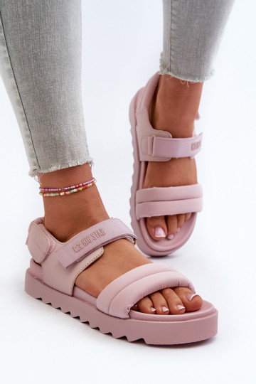 Sandalias de mujer con plataforma Big Star NN274753 color rosa 2