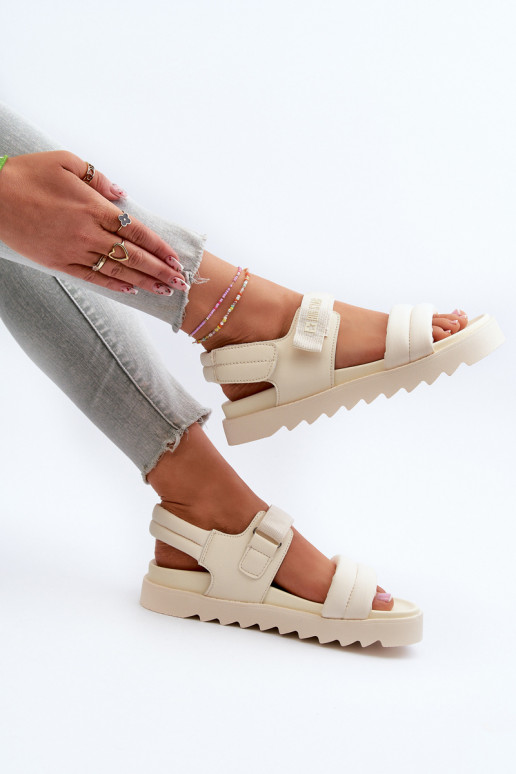 Sandalias mujer plataforma Big Star NN274751 beige