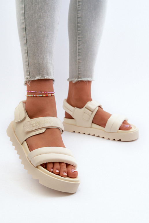 Sandalias mujer plataforma Big Star NN274751 beige