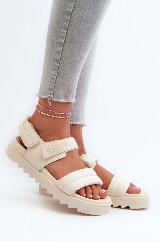 Sandalias mujer plataforma Big Star NN274751 beige