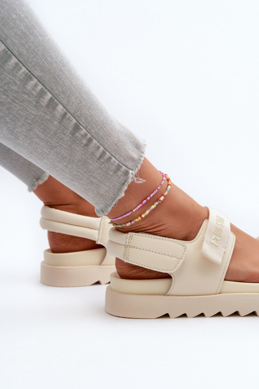 Sandalias mujer plataforma Big Star NN274751 beige