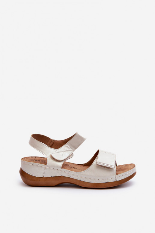 Sandalias cómodas para mujer con cierres adhesivos en color plata Iphiope