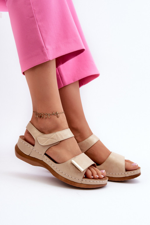 Sandalias cómodas para mujer con cierres adhesivos beige Iphiope Sandalias cómodas para mujer con cierres adhesivos beige Iphiope