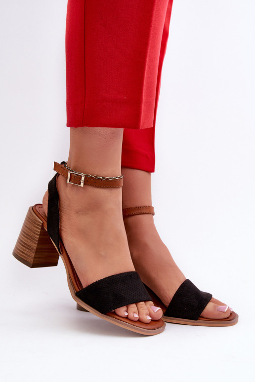 Sandalias de tacón para mujer confeccionadas en Eco Ante Negro Ronvia