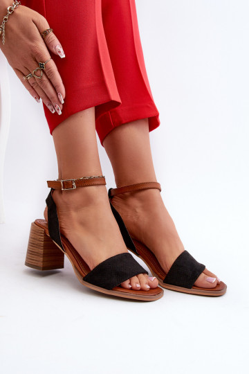 Sandalias de tacón para mujer confeccionadas en Eco Ante Negro Ronvia 2