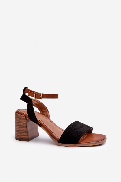 Sandalias de tacón para mujer confeccionadas en Eco Ante Negro Ronvia