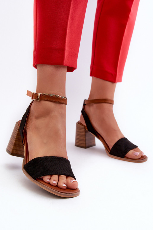 Sandalias de tacón para mujer confeccionadas en Eco Ante Negro Ronvia