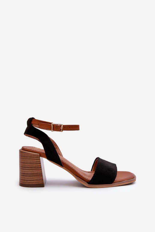 Sandalias de tacón para mujer confeccionadas en Eco Ante Negro Ronvia