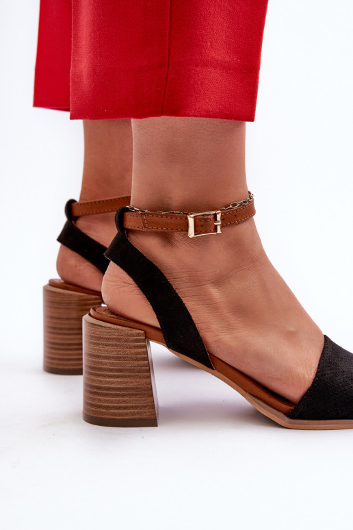 Sandalias de tacón para mujer confeccionadas en Eco Ante Negro Ronvia