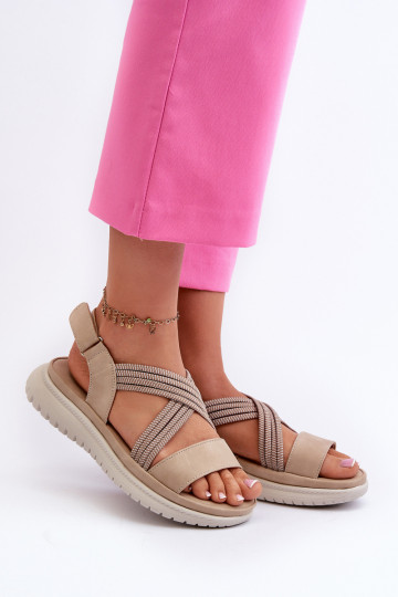 Sandalias cómodas con cierres adhesivos en color beige Ceclea 2