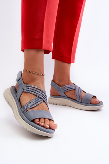 Sandalias cómodas con cierres adhesivos en color azul Ceclea