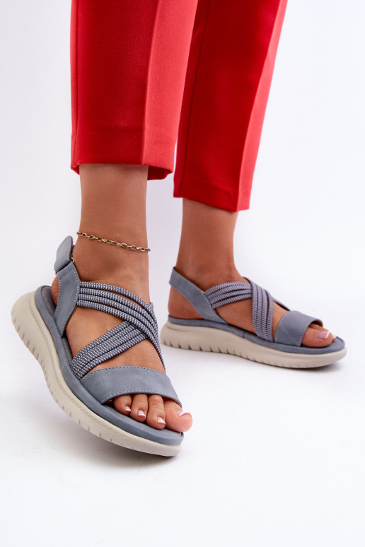 Sandalias cómodas con cierres adhesivos en color azul Ceclea