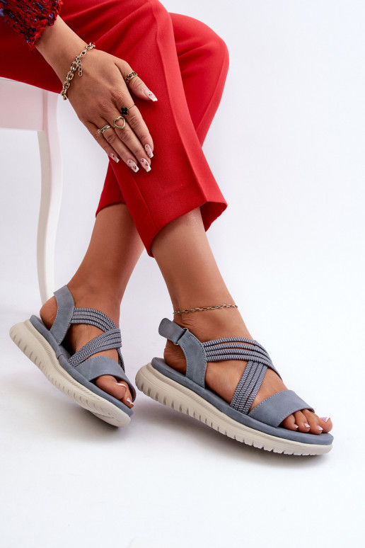 Sandalias cómodas con cierres adhesivos en color azul Ceclea