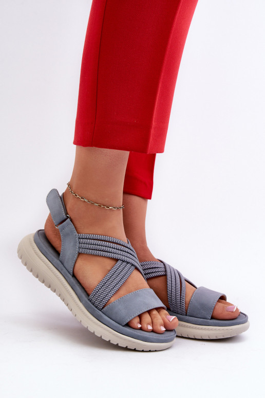 Sandalias cómodas con cierres adhesivos en color azul Ceclea
