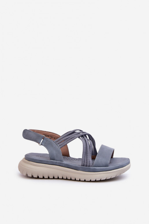 Sandalias cómodas con cierres adhesivos en color azul Ceclea