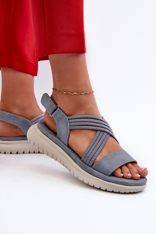 Sandalias cómodas con cierres adhesivos en color azul Ceclea