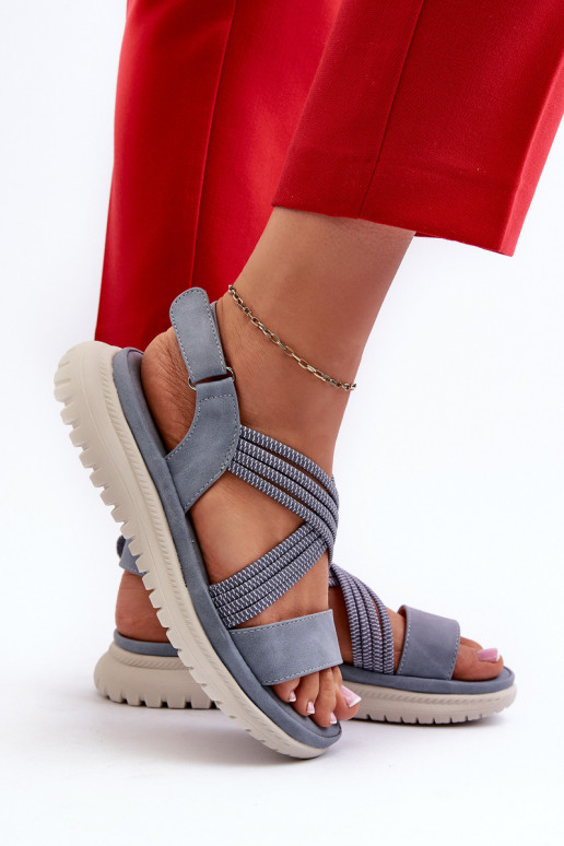 Sandalias cómodas con cierres adhesivos en color azul Ceclea