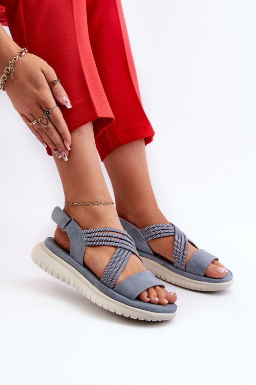 Sandalias cómodas con cierres adhesivos en color azul Ceclea
