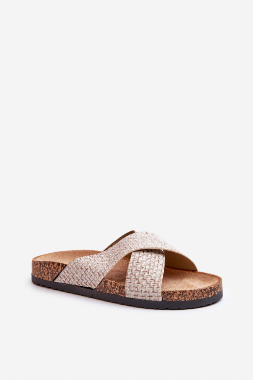 Chanclas de mujer con plataforma beige Tesolen