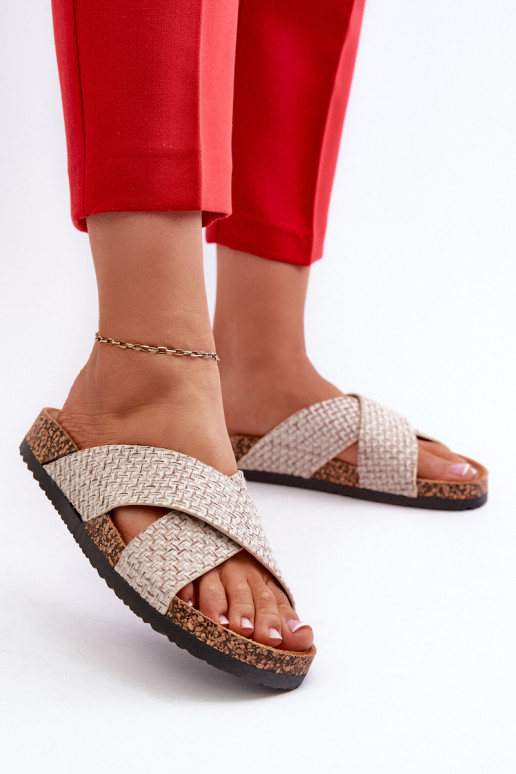 Chanclas de mujer con plataforma beige Tesolen
