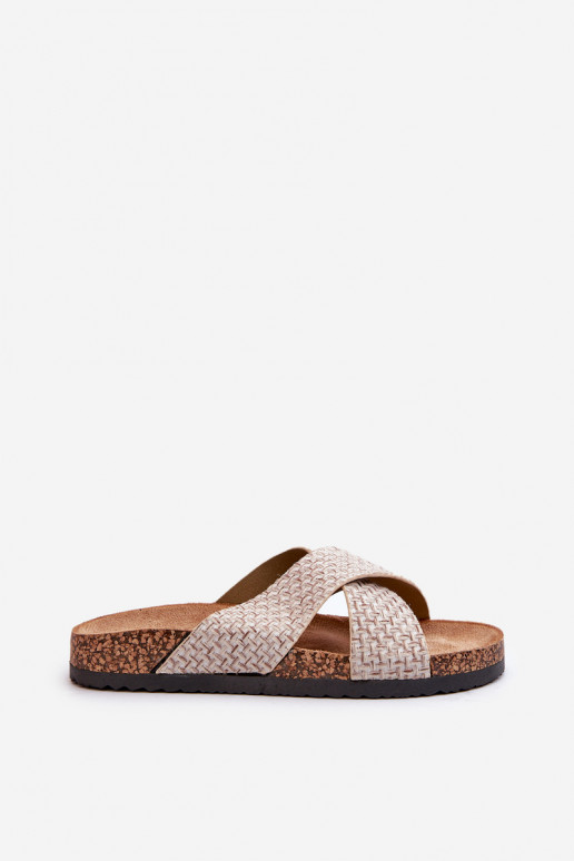 Chanclas de mujer con plataforma beige Tesolen