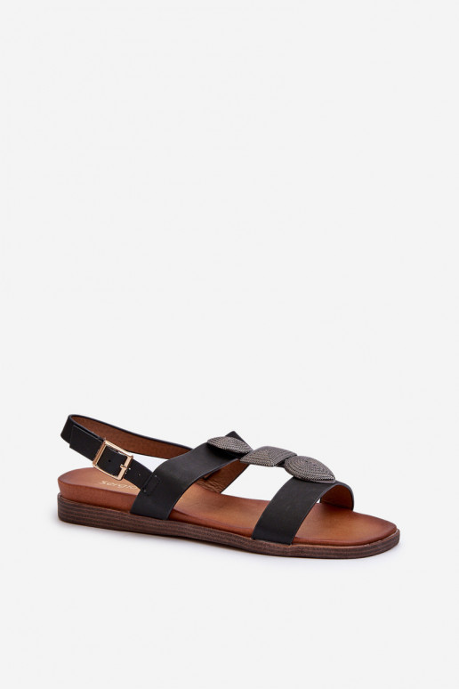 Sandalias planas para mujer con bonitos detalles Sergio Leone SK072H color negro