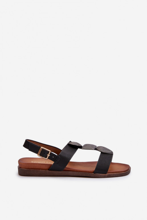 Sandalias planas para mujer con bonitos detalles Sergio Leone SK072H color negro