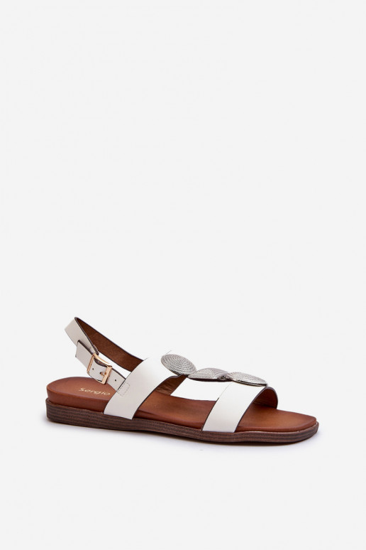 Sandalias planas para mujer con bonitos detalles Sergio Leone SK072H color blanco