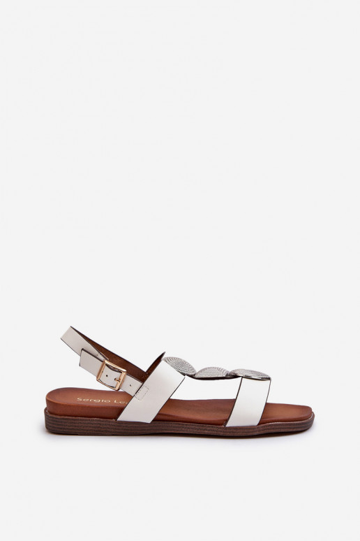 Sandalias planas para mujer con bonitos detalles Sergio Leone SK072H color blanco