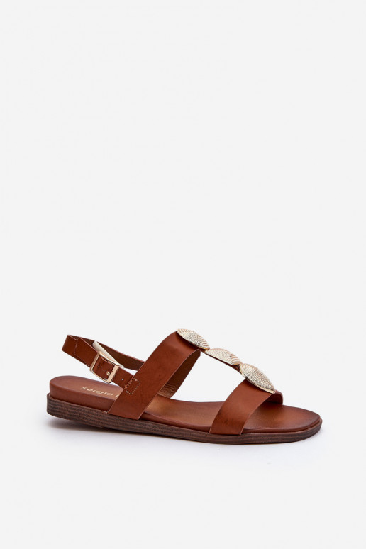 Sandalias planas para mujer con bonitos detalles Sergio Leone SK072H color marrón
