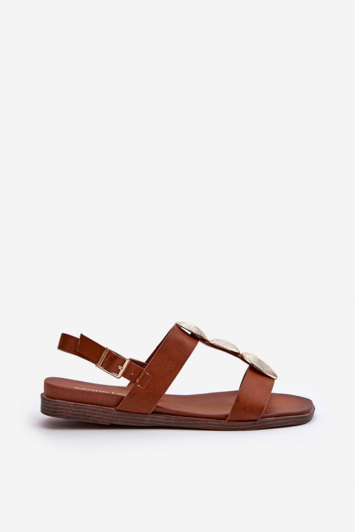 Sandalias planas para mujer con bonitos detalles Sergio Leone SK072H color marrón