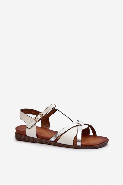 Sandalias planas para mujer fabricadas en piel ecológica Sergio Leone SK071H color blanco