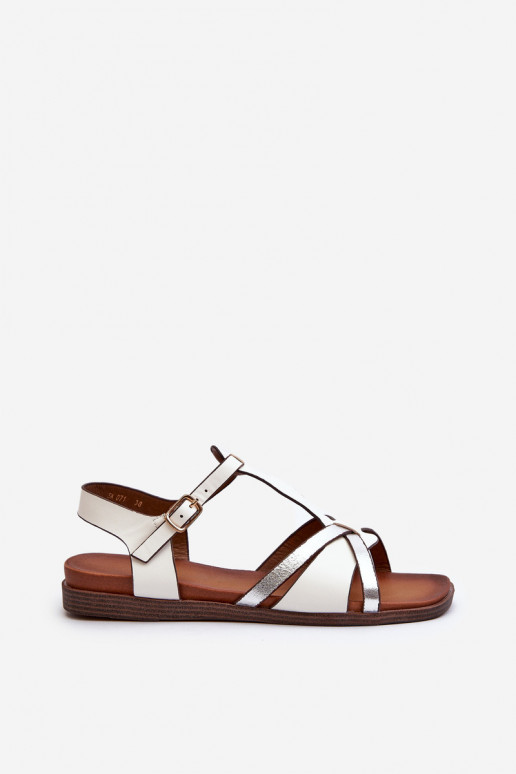 Sandalias planas para mujer fabricadas en piel ecológica Sergio Leone SK071H color blanco