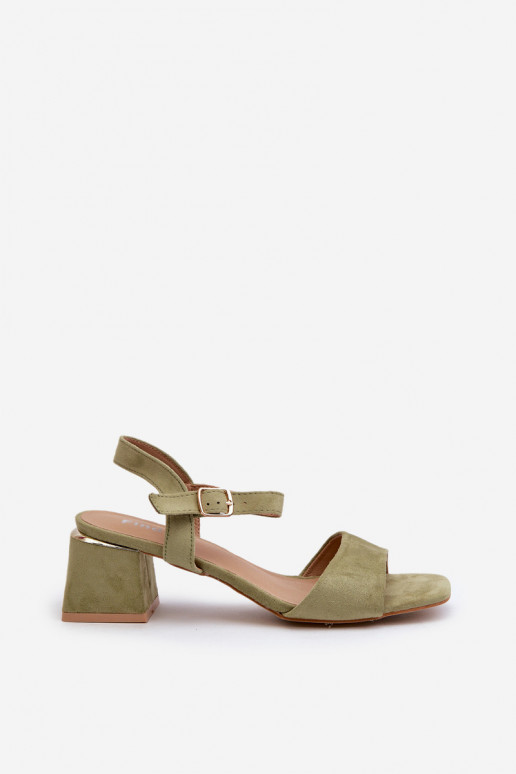 Sandalias de mujer sobre bloque de ante orgánico, leisha verde Sandalias de mujer sobre bloque de ante orgánico, leisha verde