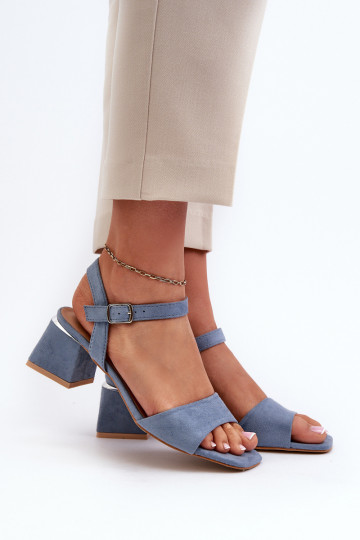 Sandalias de mujer en ante orgánico, color azul leisha 2