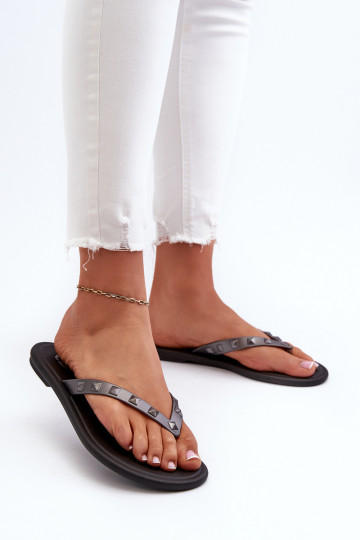 Pantuflas Elastyczne de suela plana JJ285297 gris-negro